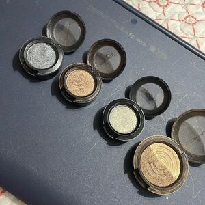 bundle of four Mac eyeshadows, sparkly metallics bronze,